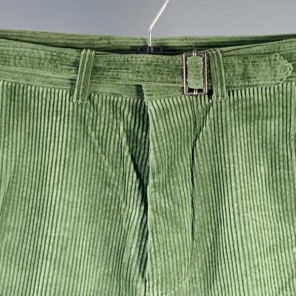 HAIDER ACKERMANN Size 34 Green Corduroy Cotton Blend Belted Casual Pants - Picture 2 of 6
